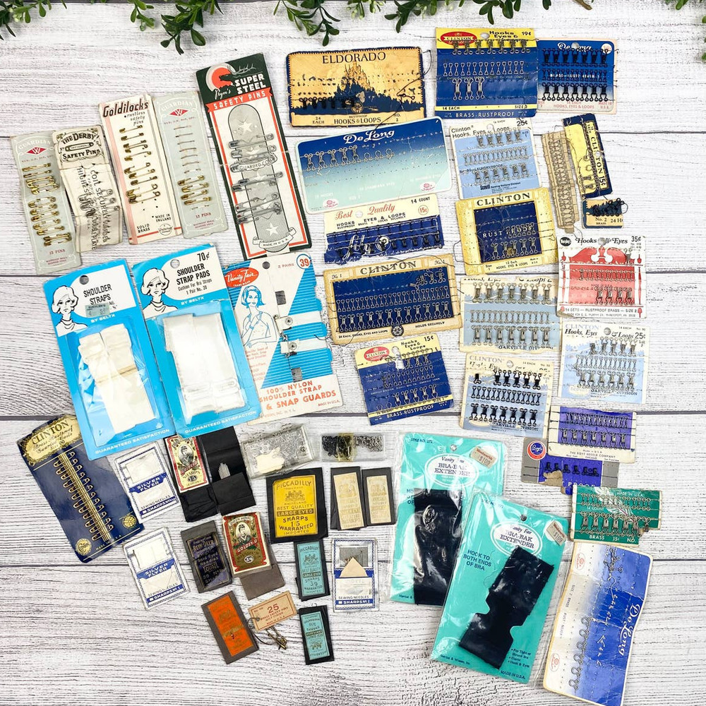 Vintage Sewing Lot Hook Eyelet Snap Guards Straps and Misc. Sewing Accessories